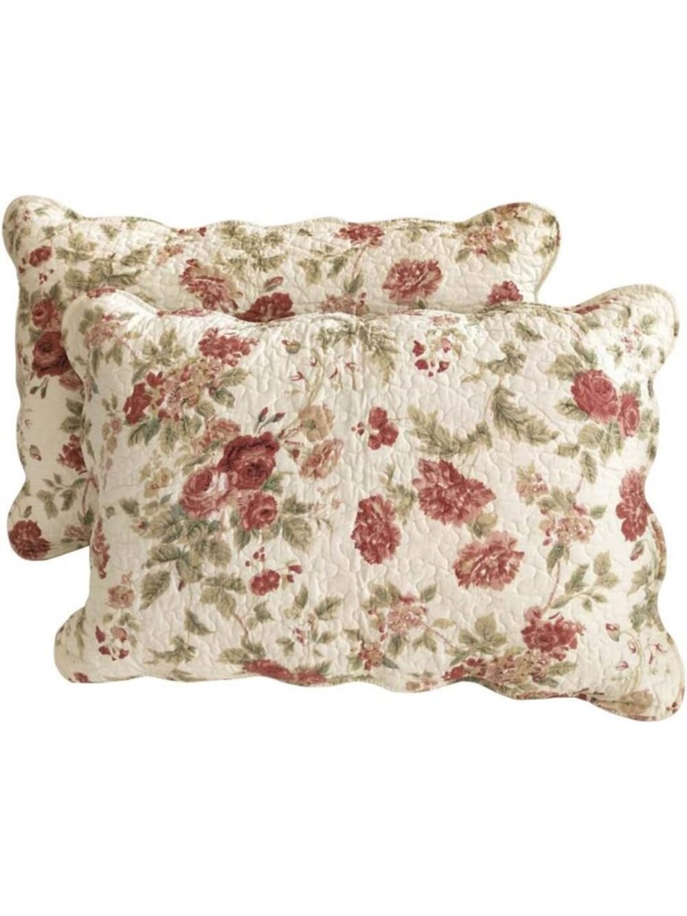 Boho Floral Patchwork Pillow Shams Set of 2 | Farmhouse 100% Cotton Quilted